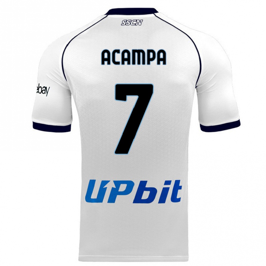 Kids  Davide Acampa #7 White Away Jersey 2023/24 T-Shirt Canada