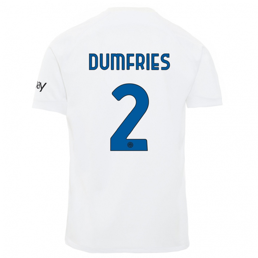 Kids Denzel Dumfries #2 White Away Jersey 2023/24 T-Shirt Canada