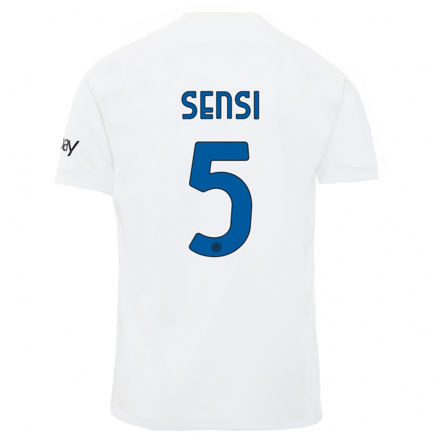 Kids  Stefano Sensi #5 White Away Jersey 2023/24 T-Shirt Canada