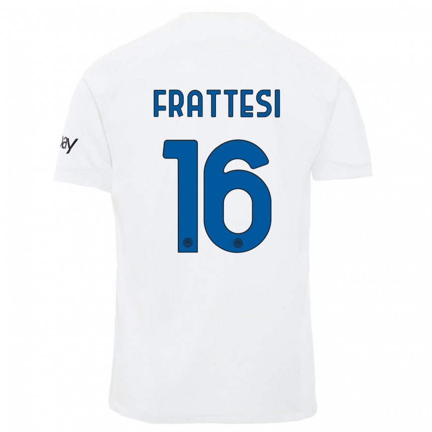 Kids  Davide Frattesi #16 White Away Jersey 2023/24 T-Shirt Canada