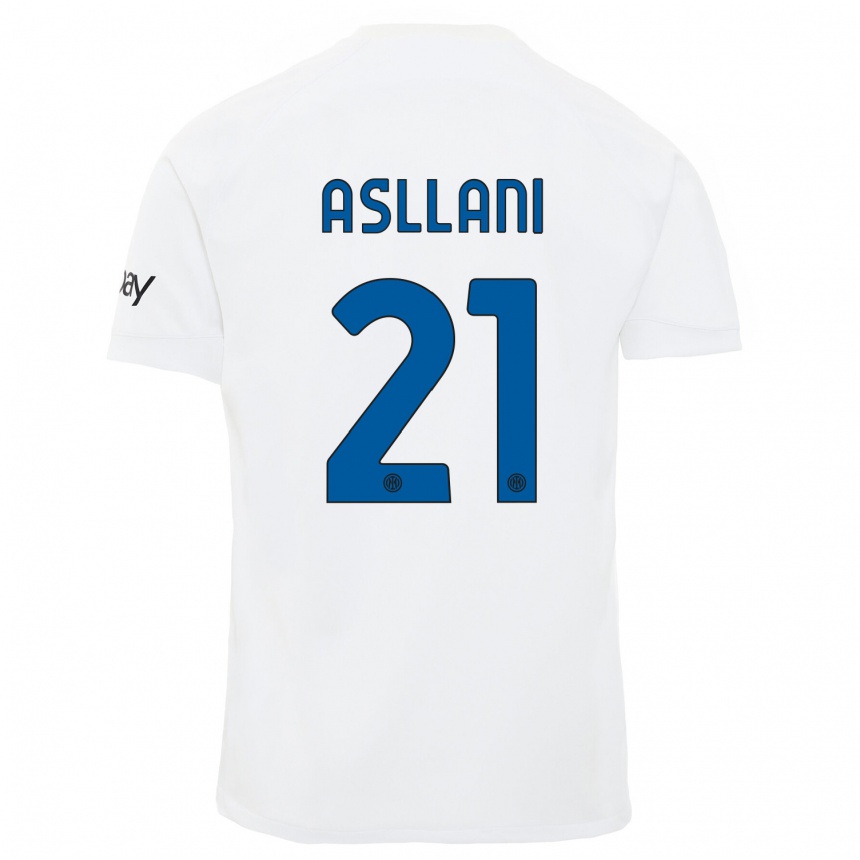 Kids Kristjan Asllani #21 White Away Jersey 2023/24 T-Shirt Canada