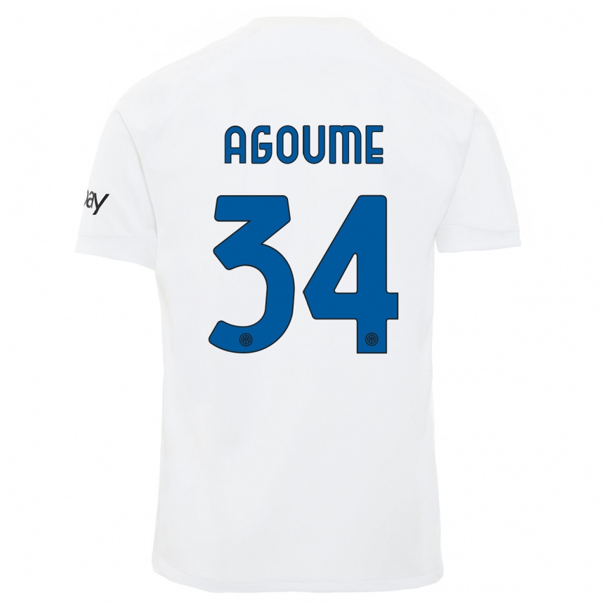 Kids Lucien Agoume #34 White Away Jersey 2023/24 T-Shirt Canada