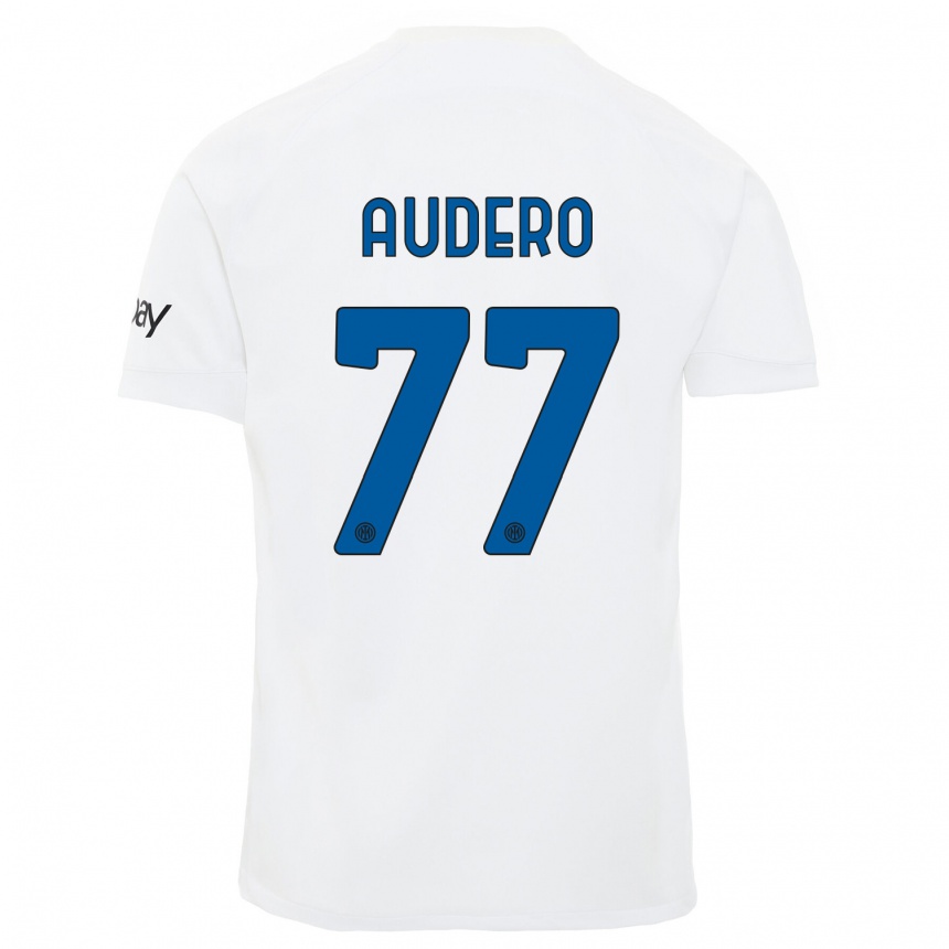 Kids  Emil Audero #77 White Away Jersey 2023/24 T-Shirt Canada