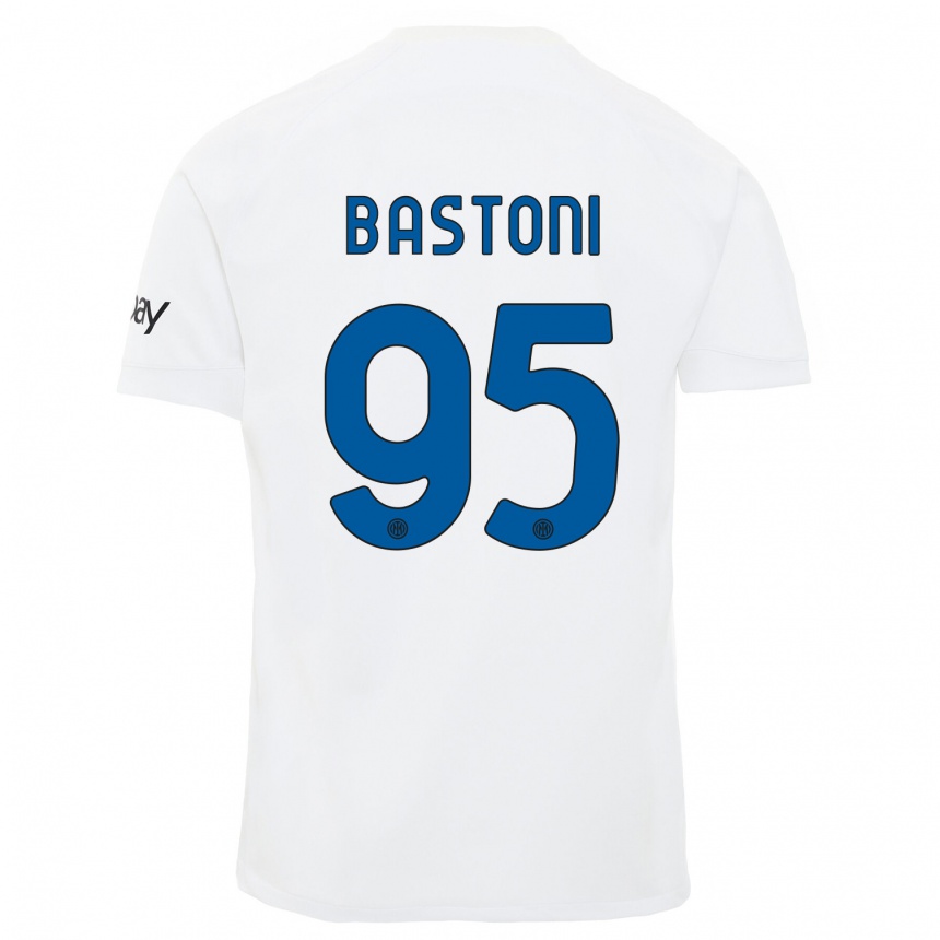 Kids Alessandro Bastoni #95 White Away Jersey 2023/24 T-Shirt Canada