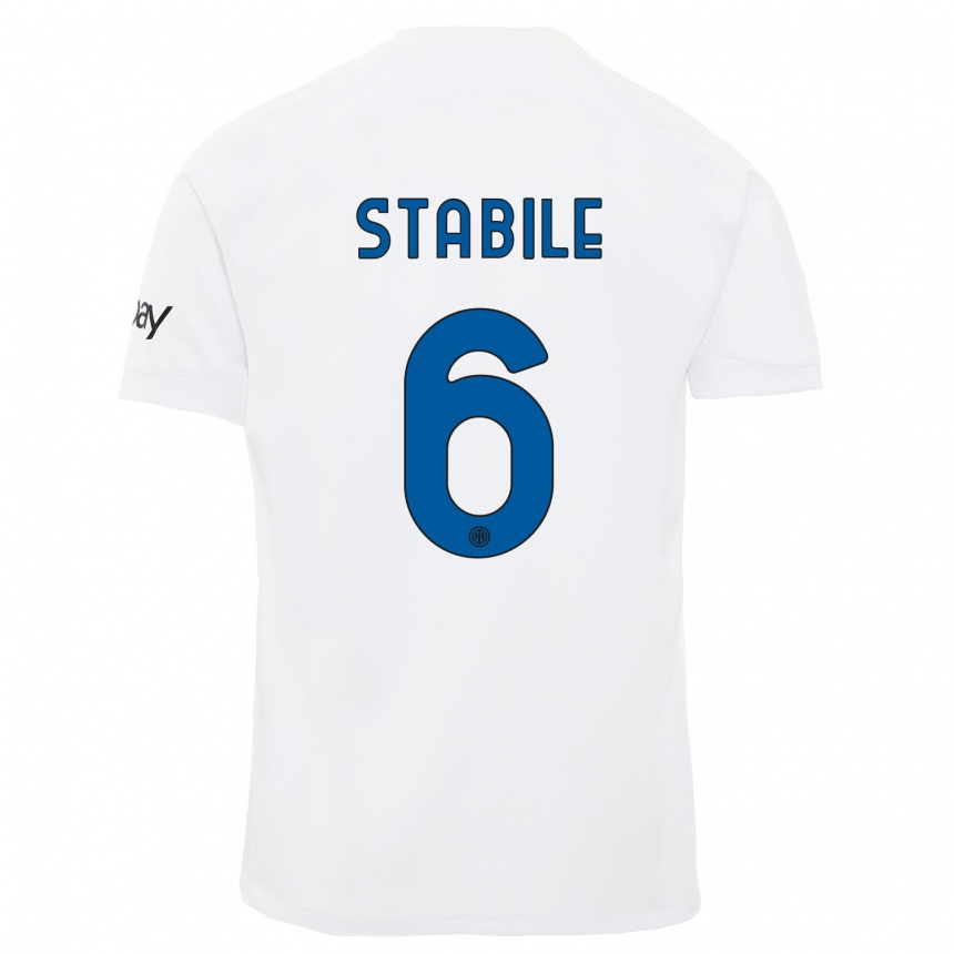 Kids  Giacomo Stabile #6 White Away Jersey 2023/24 T-Shirt Canada