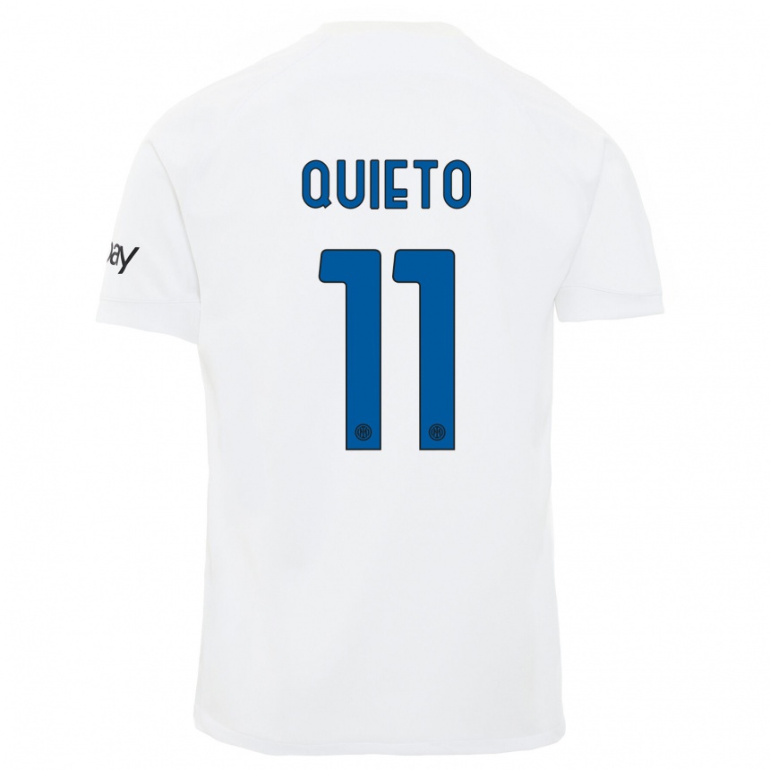 Kids  Daniele Quieto #11 White Away Jersey 2023/24 T-Shirt Canada