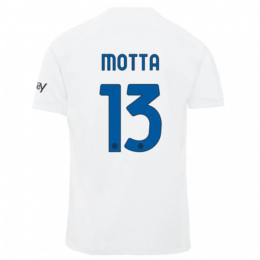 Kids Matteo Motta #13 White Away Jersey 2023/24 T-Shirt Canada