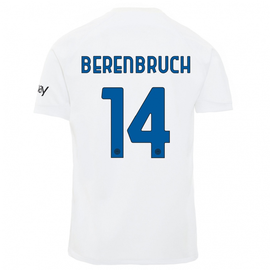 Kids  Thomas Berenbruch #14 White Away Jersey 2023/24 T-Shirt Canada