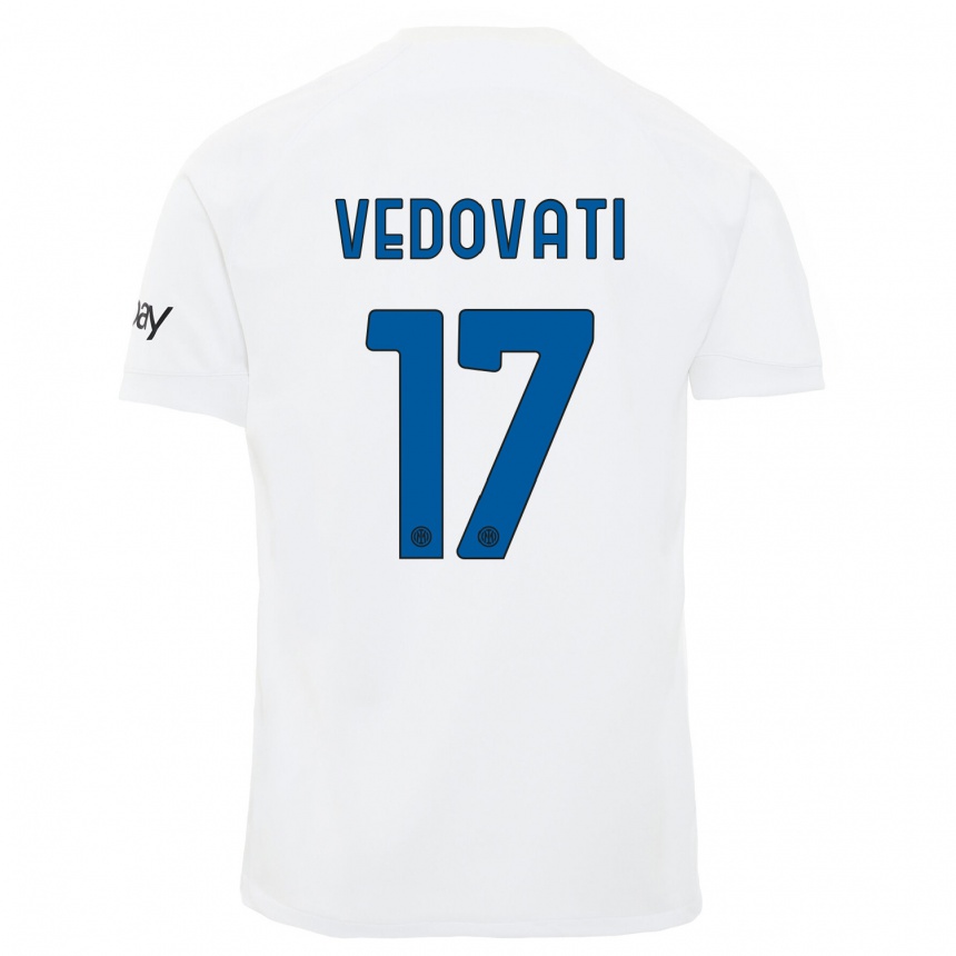 Kids Gabriele Vedovati #17 White Away Jersey 2023/24 T-Shirt Canada