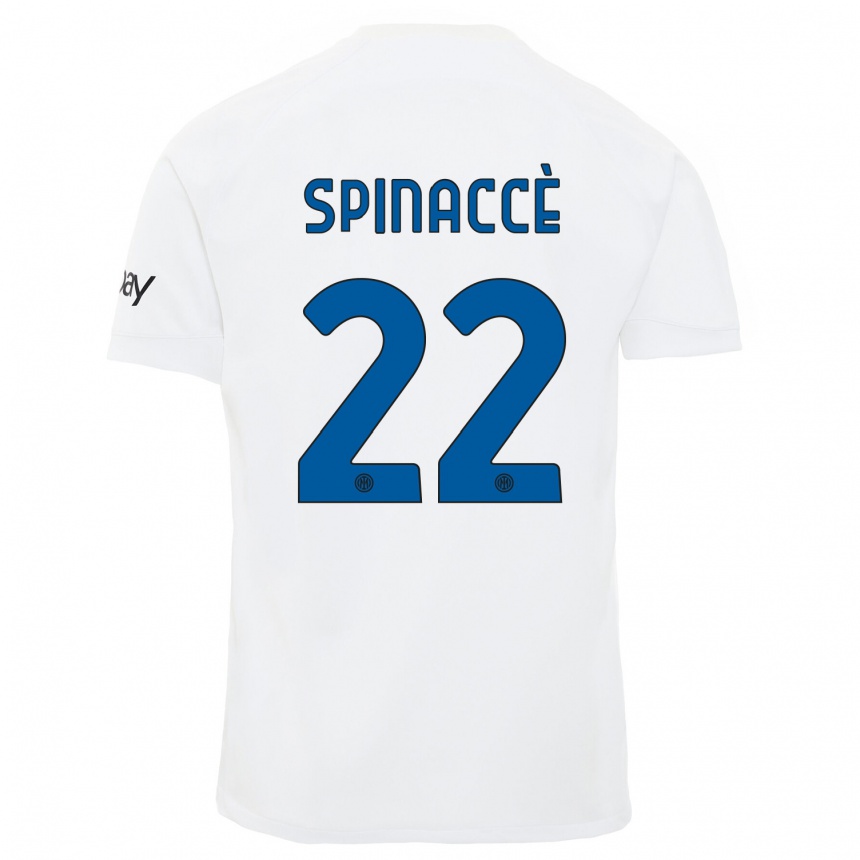 Kids Matteo Spinaccè #22 White Away Jersey 2023/24 T-Shirt Canada