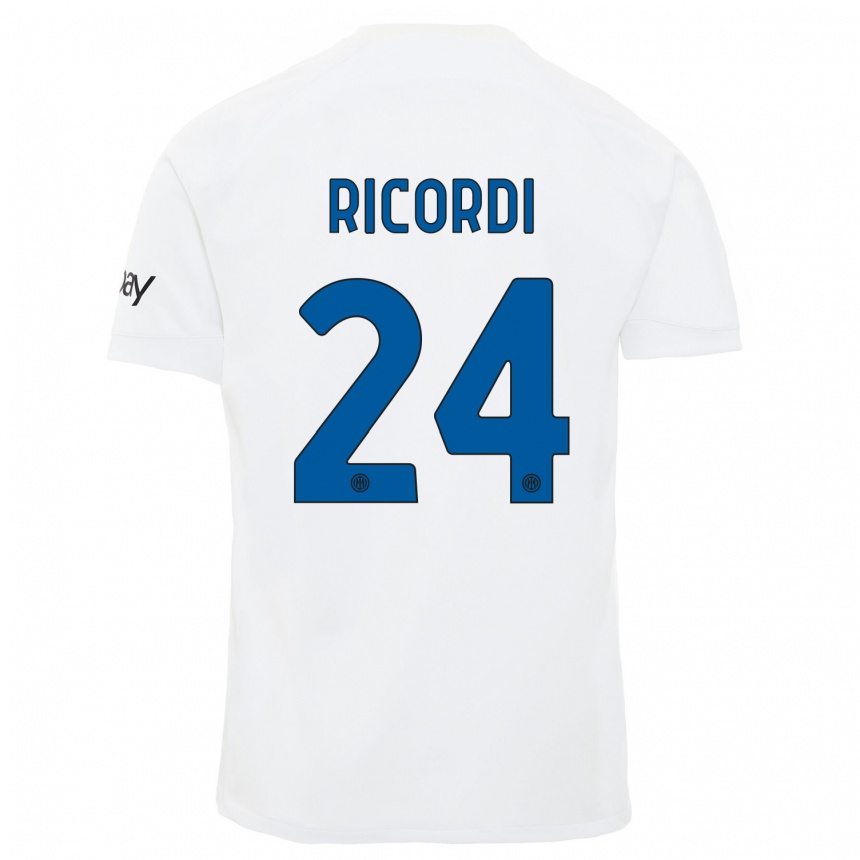 Kids  Tommaso Ricordi #24 White Away Jersey 2023/24 T-Shirt Canada