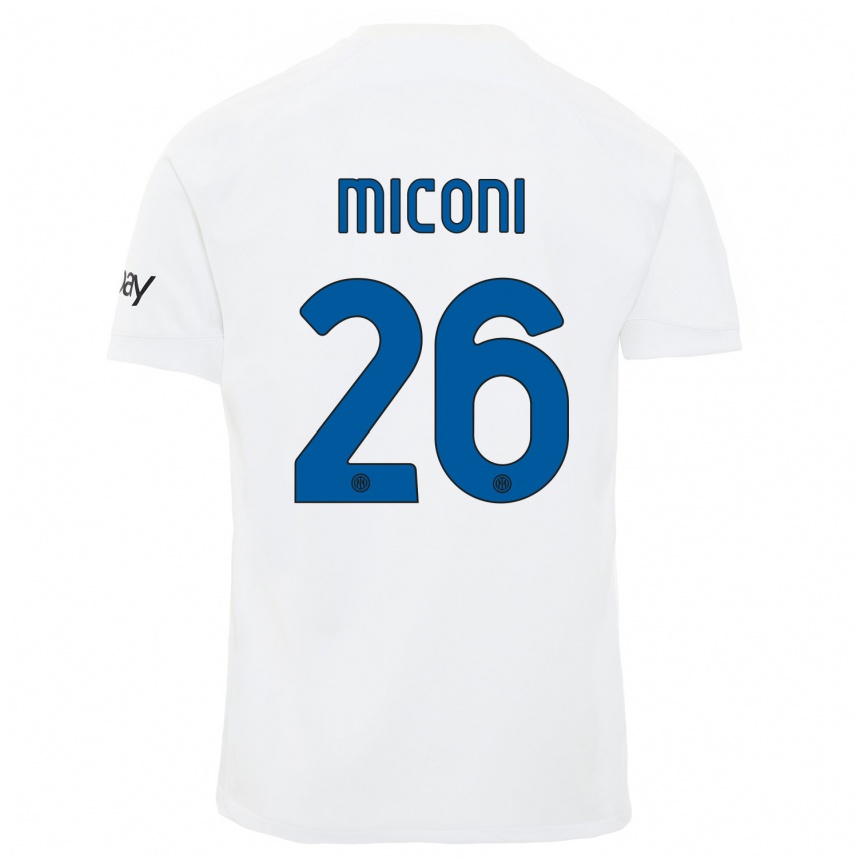 Kids  Riccardo Miconi #26 White Away Jersey 2023/24 T-Shirt Canada