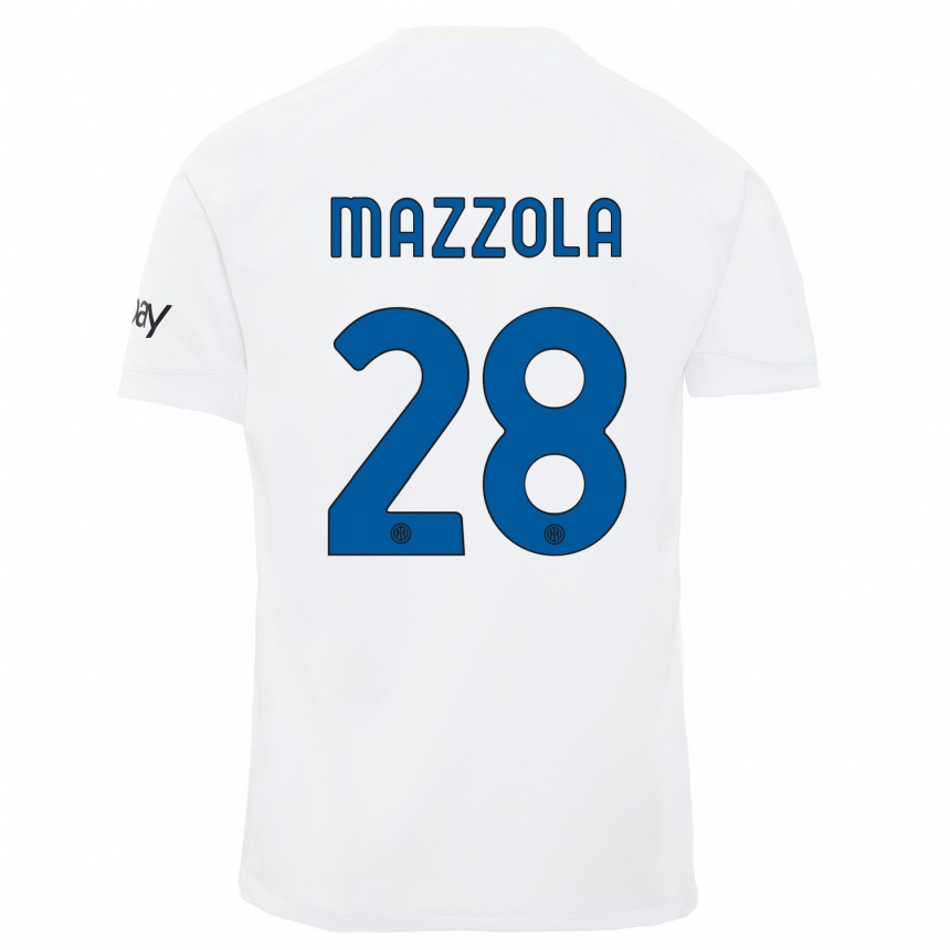 Kids Giuseppe Mazzola #28 White Away Jersey 2023/24 T-Shirt Canada