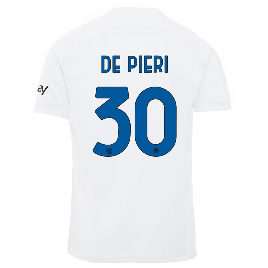 Kids  Giacomo De Pieri #30 White Away Jersey 2023/24 T-Shirt Canada