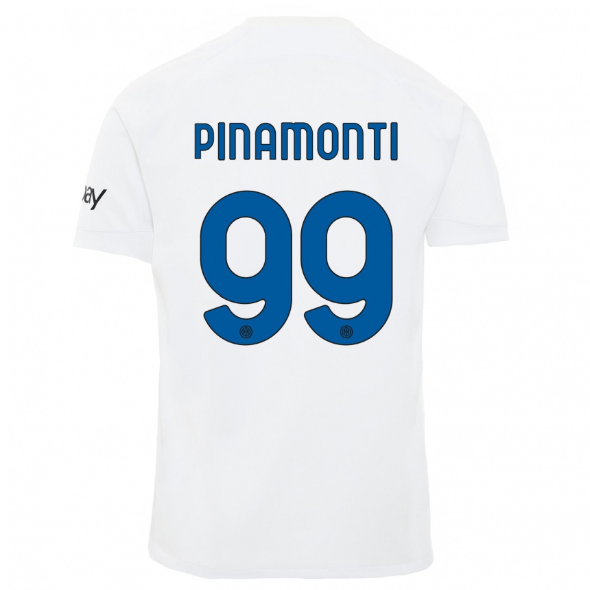 Kids Andrea Pinamonti #99 White Away Jersey 2023/24 T-Shirt Canada