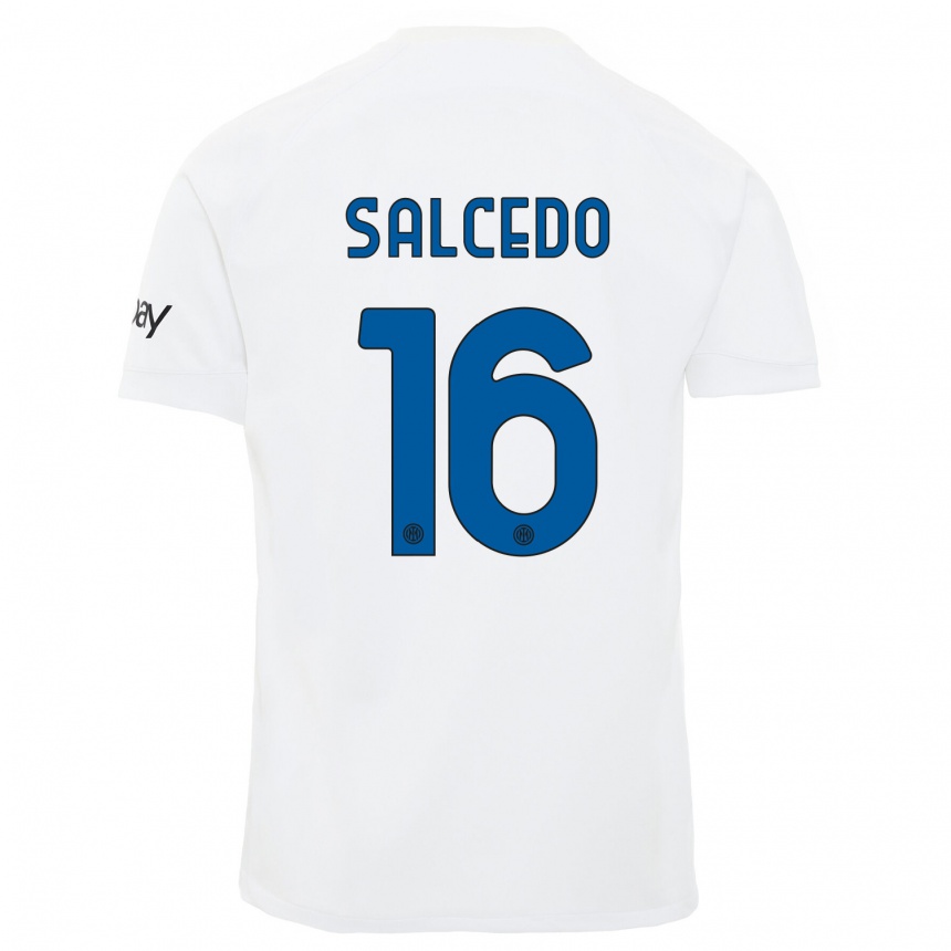 Kids  Eddie Salcedo #16 White Away Jersey 2023/24 T-Shirt Canada