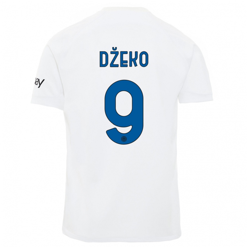 Kids  Edin Dzeko #9 White Away Jersey 2023/24 T-Shirt Canada