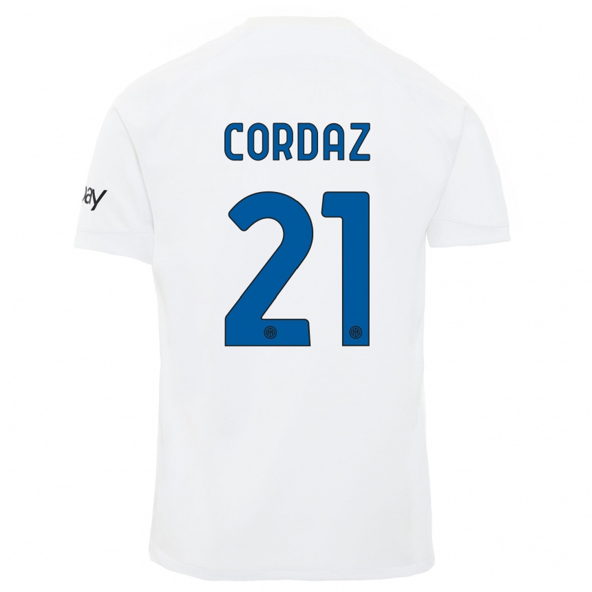 Kids Alex Cordaz #21 White Away Jersey 2023/24 T-Shirt Canada