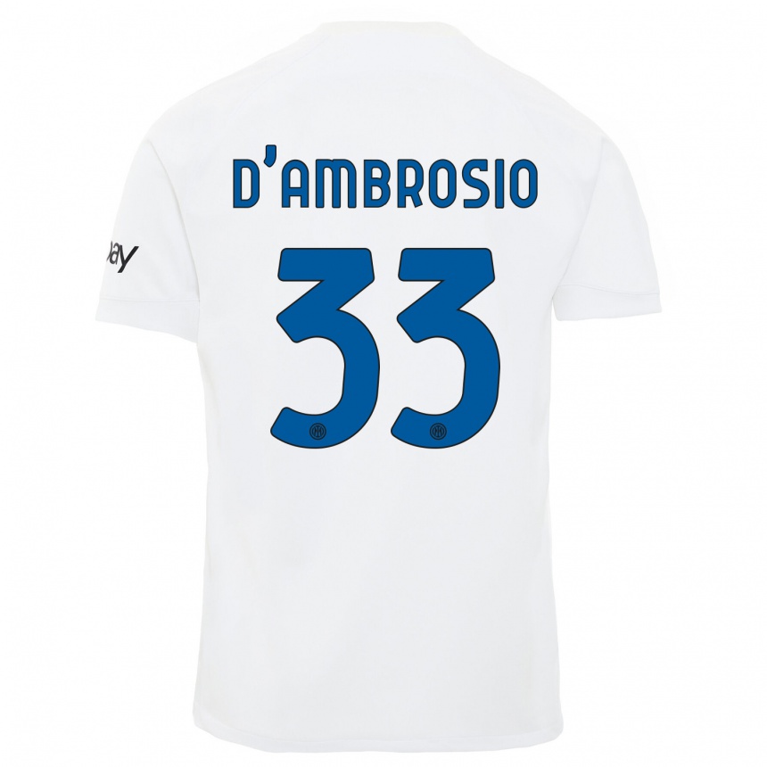 Kids Danilo D'ambrosio #33 White Away Jersey 2023/24 T-Shirt Canada