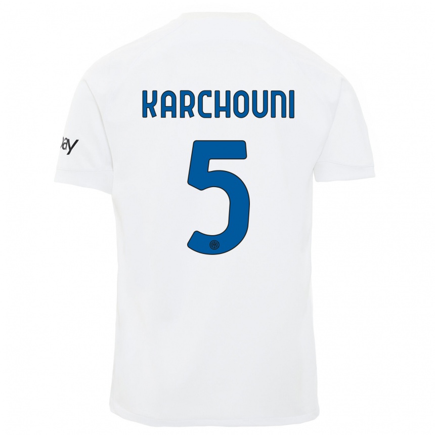 Kids Ghoutia Karchouni #5 White Away Jersey 2023/24 T-Shirt Canada