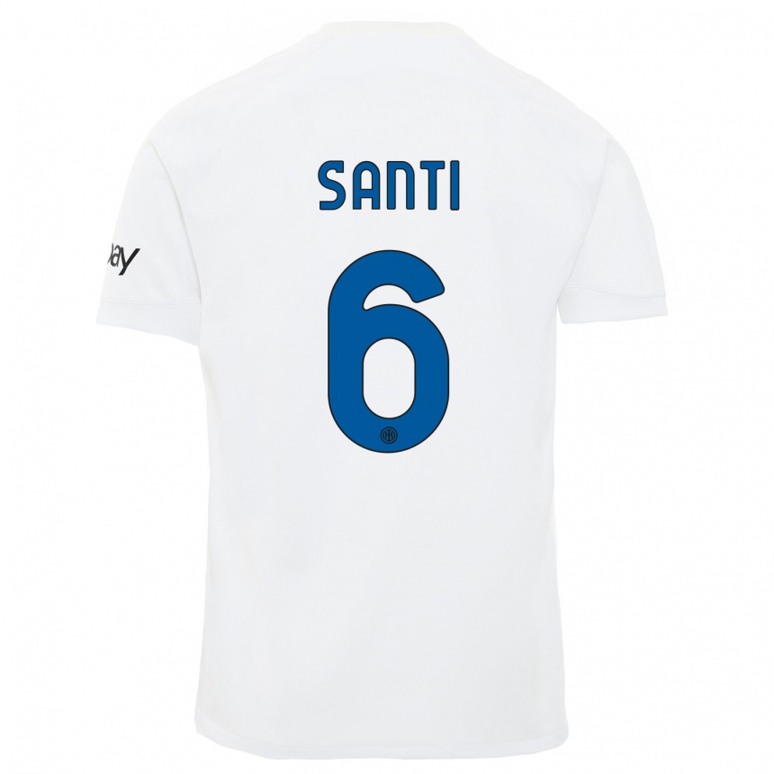 Kids  Irene Santi #6 White Away Jersey 2023/24 T-Shirt Canada