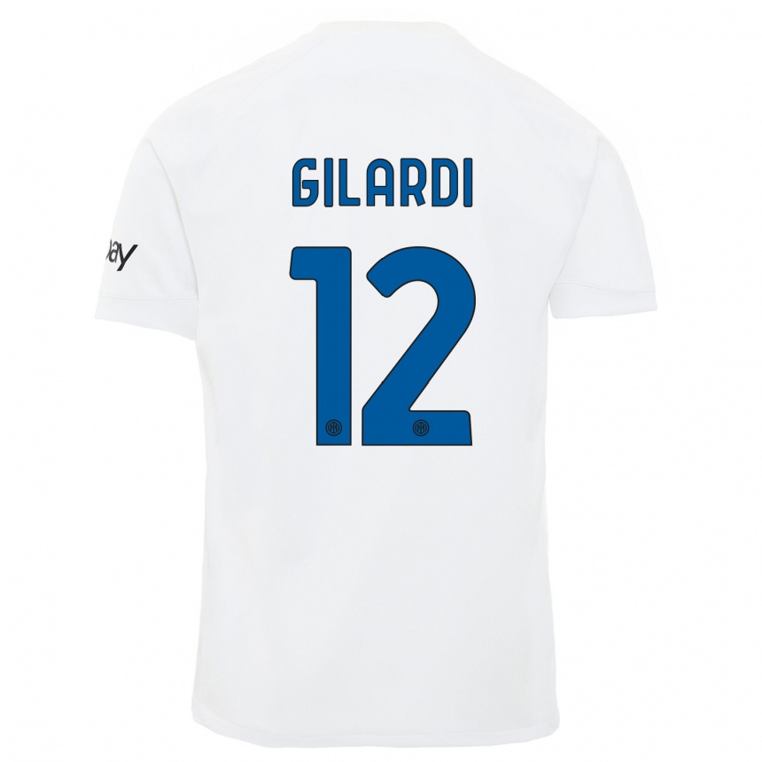 Kids Astrid Gilardi #12 White Away Jersey 2023/24 T-Shirt Canada