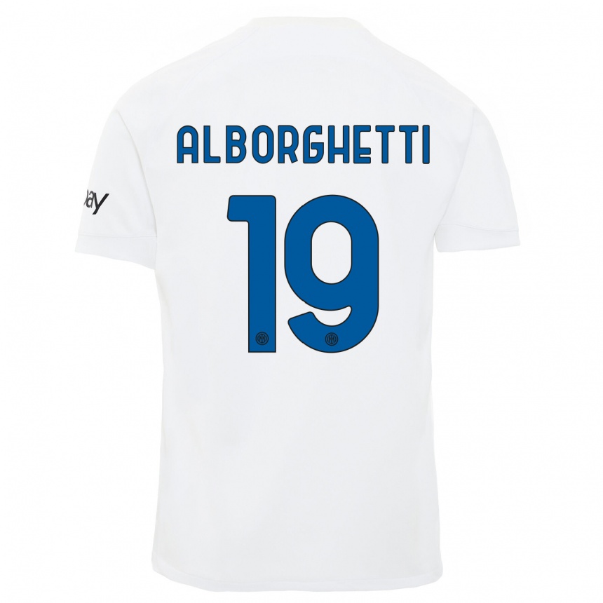 Kids Lisa Alborghetti #19 White Away Jersey 2023/24 T-Shirt Canada