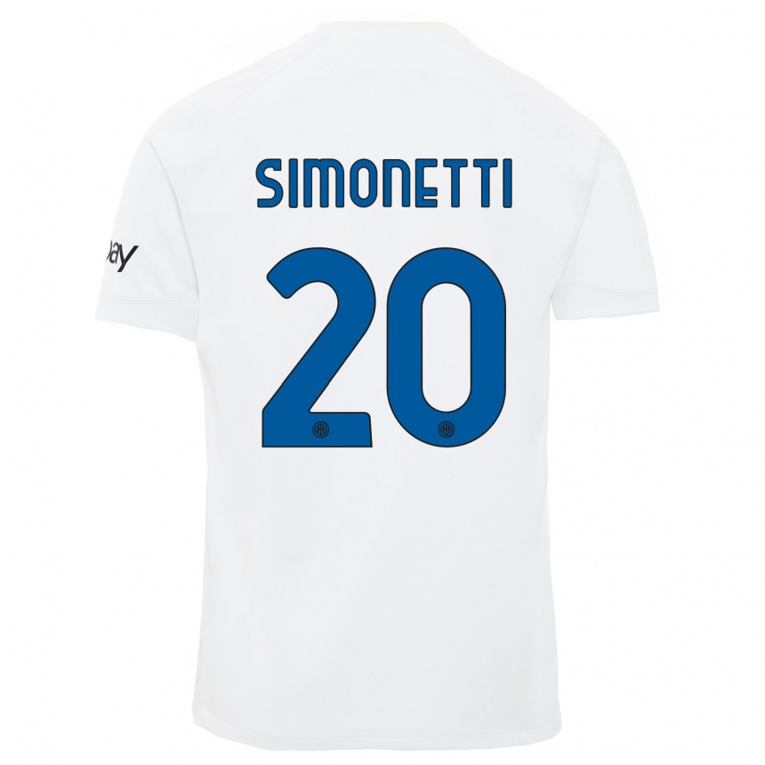 Kids Flaminia Simonetti #20 White Away Jersey 2023/24 T-Shirt Canada