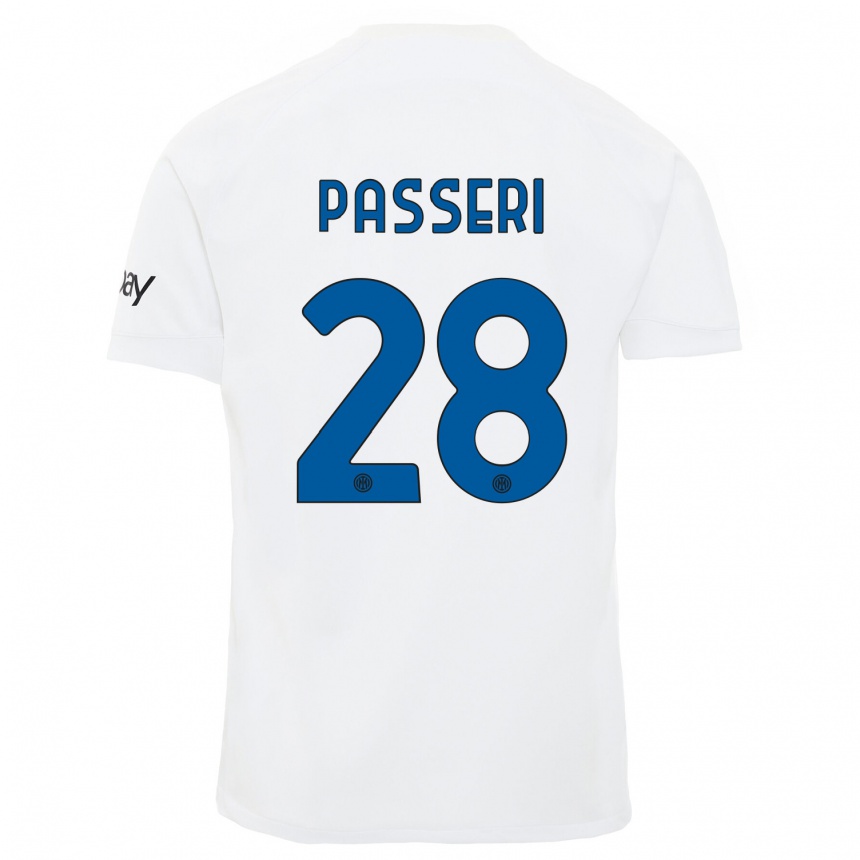 Kids  Angela Passeri #28 White Away Jersey 2023/24 T-Shirt Canada