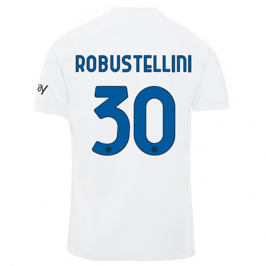 Kids  Chiara Robustellini #30 White Away Jersey 2023/24 T-Shirt Canada