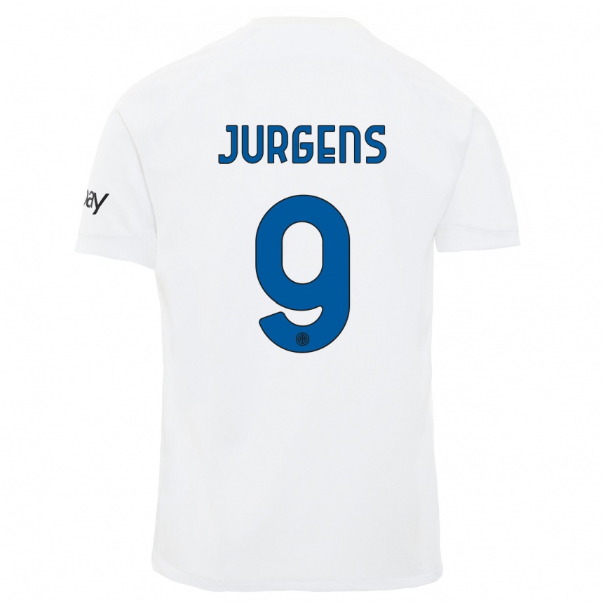 Kids Oliver Jurgens #9 White Away Jersey 2023/24 T-Shirt Canada