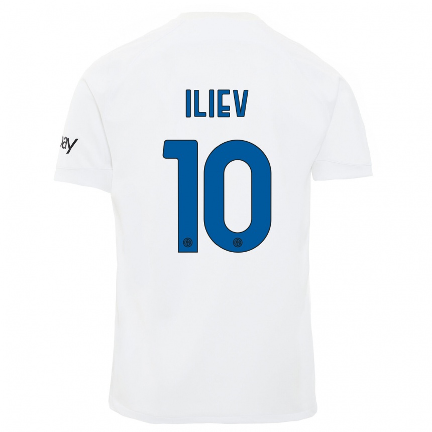 Kids Nikola Iliev #10 White Away Jersey 2023/24 T-Shirt Canada