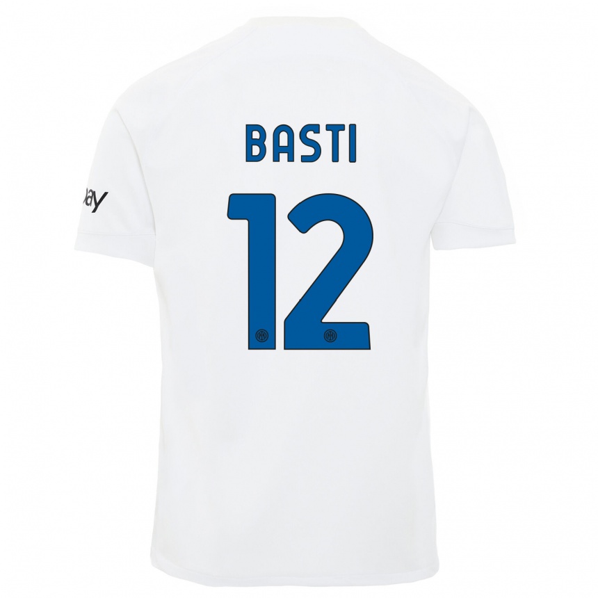 Kids  Matteo Basti #12 White Away Jersey 2023/24 T-Shirt Canada