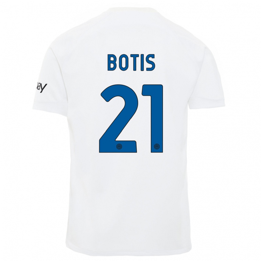 Kids  Nikolaos Botis #21 White Away Jersey 2023/24 T-Shirt Canada