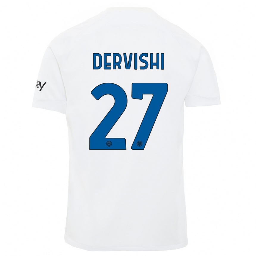 Kids Kristian Dervishi #27 White Away Jersey 2023/24 T-Shirt Canada