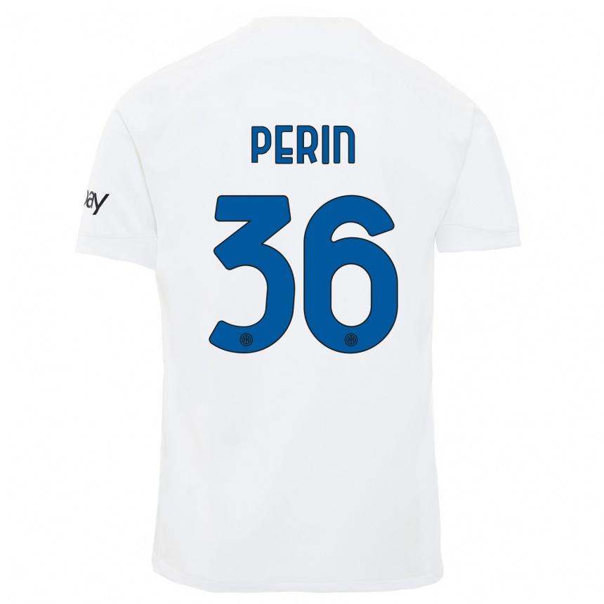 Kids  Nicolo Perin #36 White Away Jersey 2023/24 T-Shirt Canada