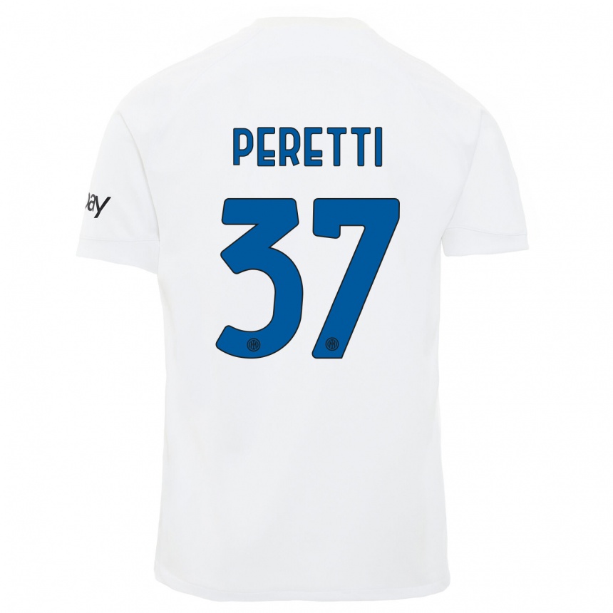 Kids Lorenzo Peretti #37 White Away Jersey 2023/24 T-Shirt Canada