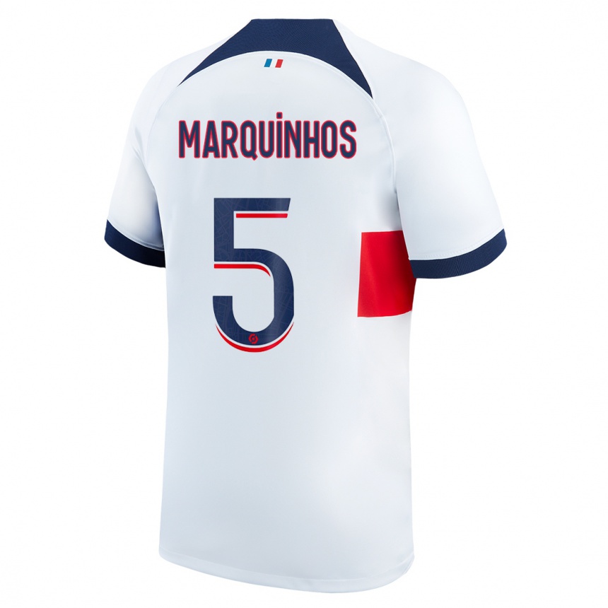 Enfant Football Maillot Marquinhos #5 Blanc Tenues Extérieur 2023/24 Canada