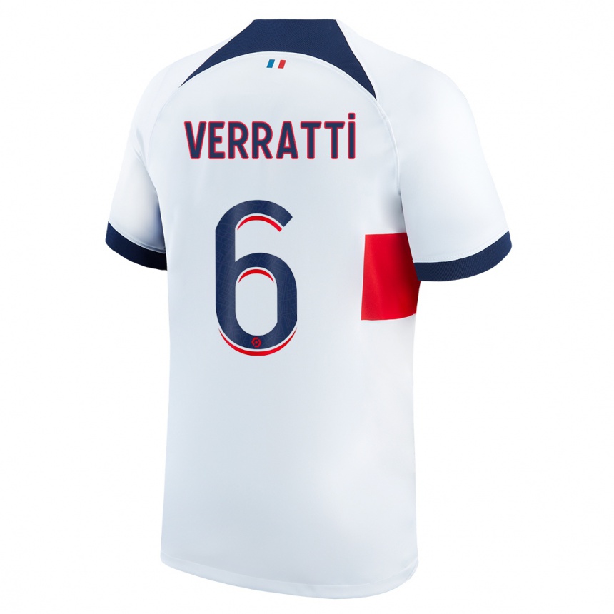 Enfant Football Maillot Marco Verratti #6 Blanc Tenues Extérieur 2023/24 Canada