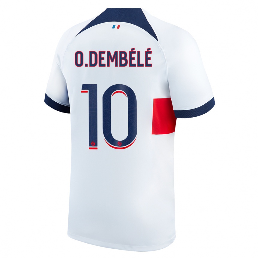 Enfant Football Maillot Ousmane Dembélé #10 Blanc Tenues Extérieur 2023/24 Canada