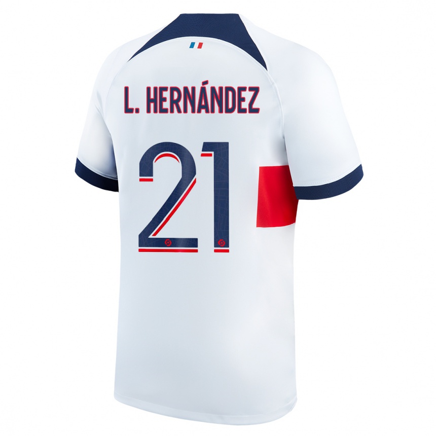 Kids  Lucas Hernandez #21 White Away Jersey 2023/24 T-Shirt Canada