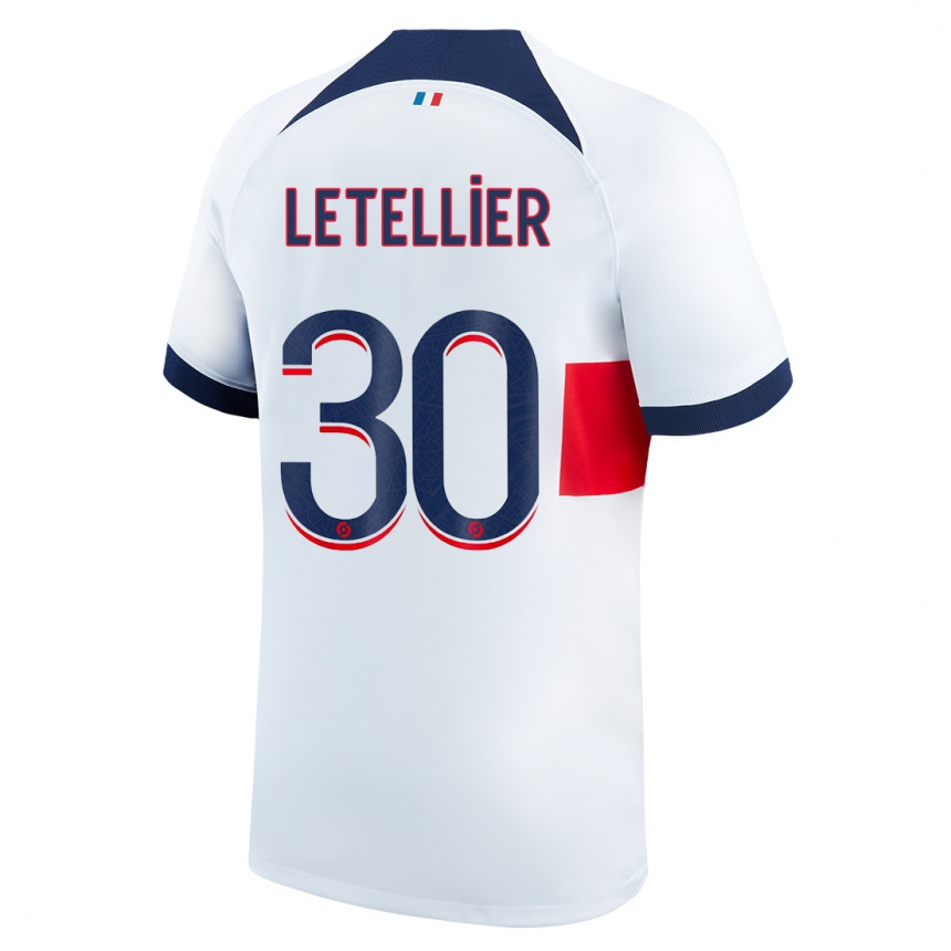 Kids Alexandre Letellier #30 White Away Jersey 2023/24 T-Shirt Canada