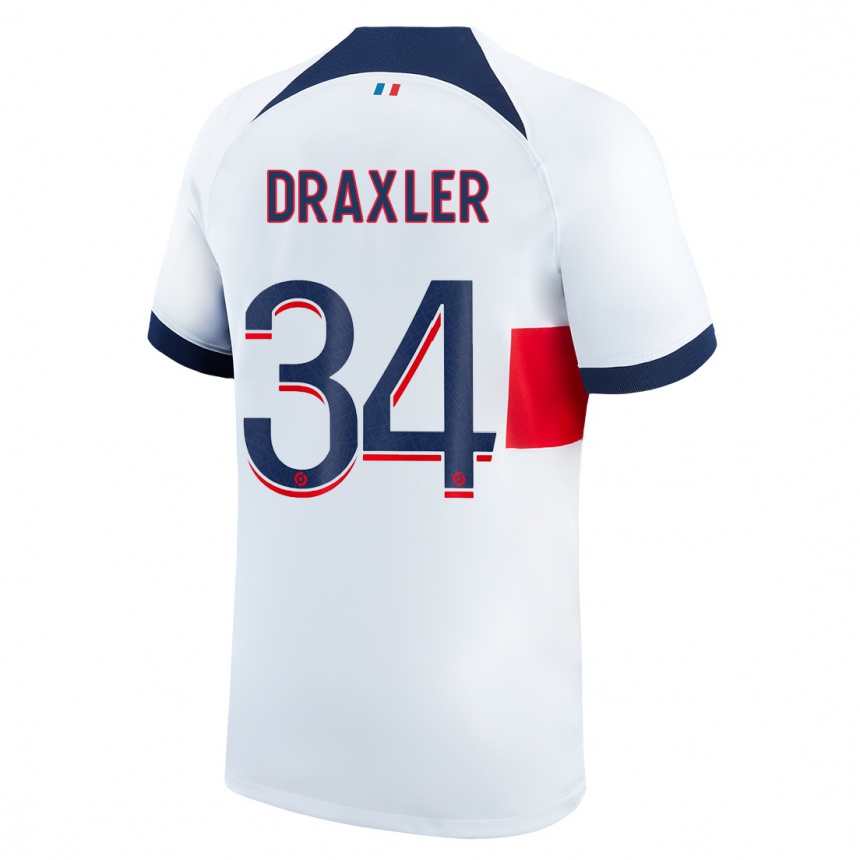 Kids Julian Draxler #34 White Away Jersey 2023/24 T-Shirt Canada