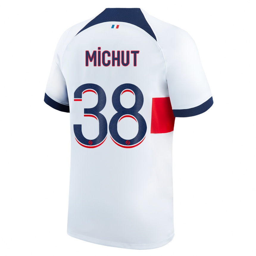 Kids  Edouard Michut #38 White Away Jersey 2023/24 T-Shirt Canada