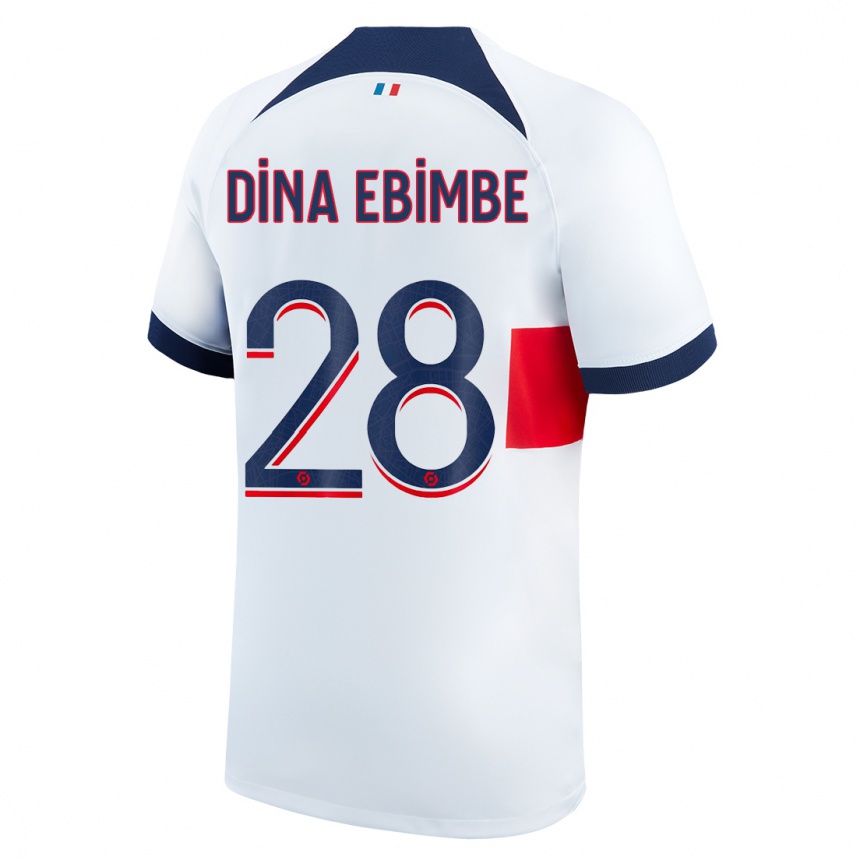 Kids  Eric Junior Dina Ebimbe #28 White Away Jersey 2023/24 T-Shirt Canada