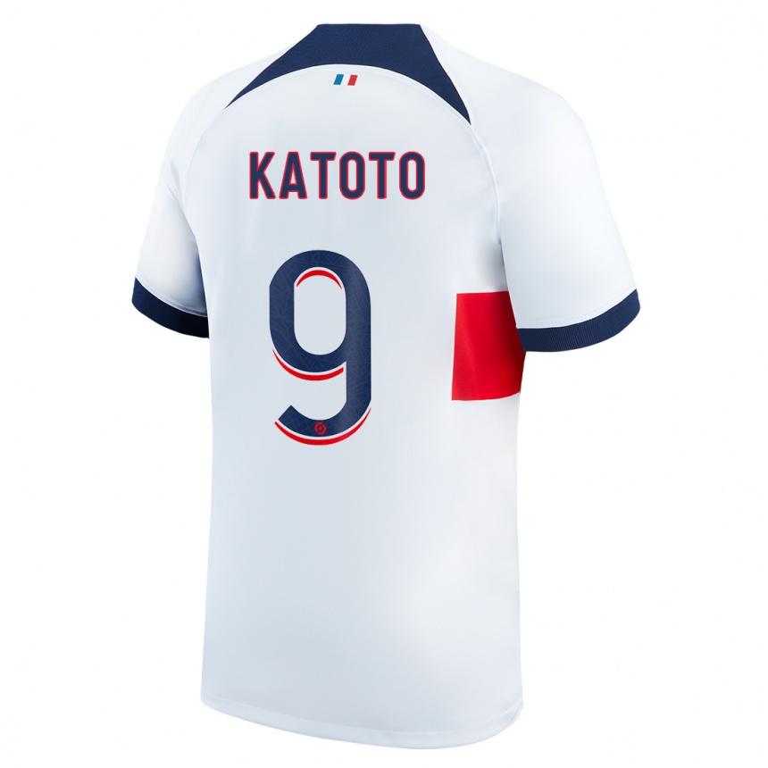 Kids  Marie-Antoinette Katoto #9 White Away Jersey 2023/24 T-Shirt Canada