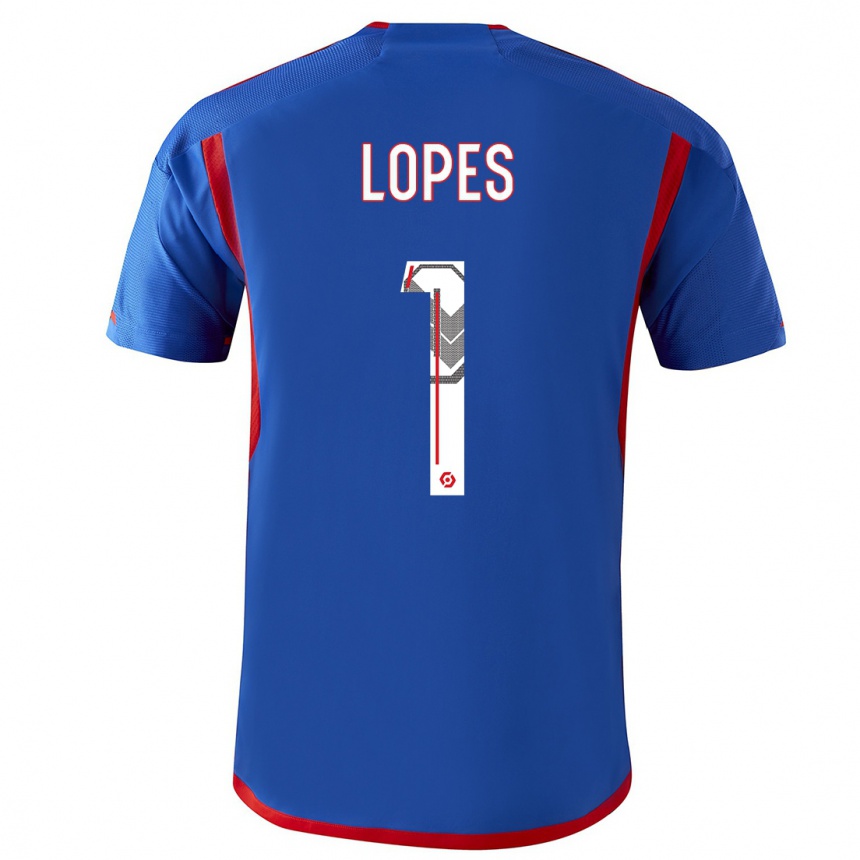 Kids  Anthony Lopes #1 Blue Red Away Jersey 2023/24 T-Shirt Canada