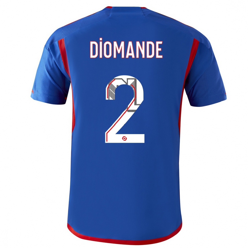 Kids  Sinaly Diomande #2 Blue Red Away Jersey 2023/24 T-Shirt Canada