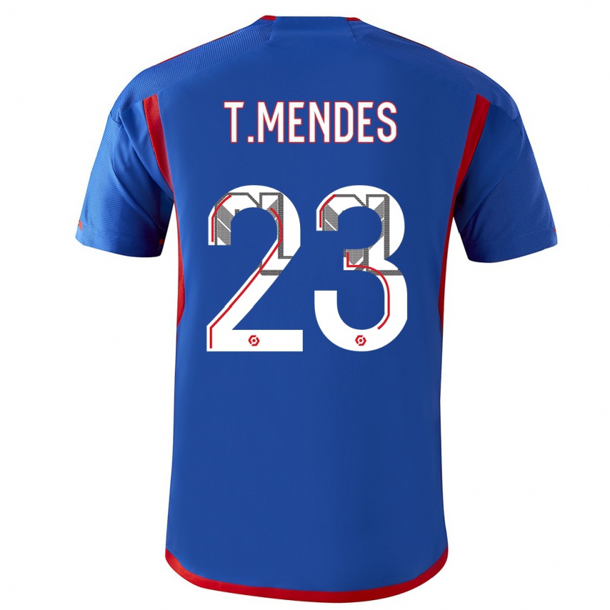 Enfant Football Maillot Thiago Mendes #23 Bleu Rouge Tenues Extérieur 2023/24 Canada