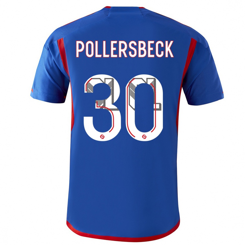 Kids Julian Pollersbeck #30 Blue Red Away Jersey 2023/24 T-Shirt Canada